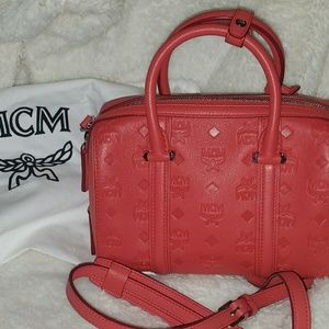 MCM Monogram crossbody bag in Coral color